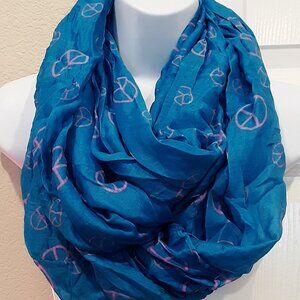 Pink & Blue Premium Peace Sign Infinity Loop Fashion Scarf